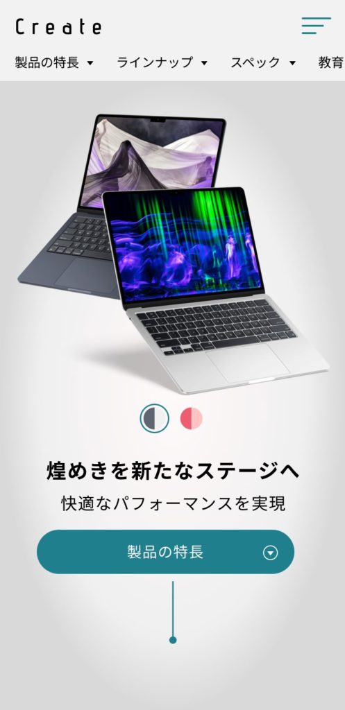 Landing Page PC画面